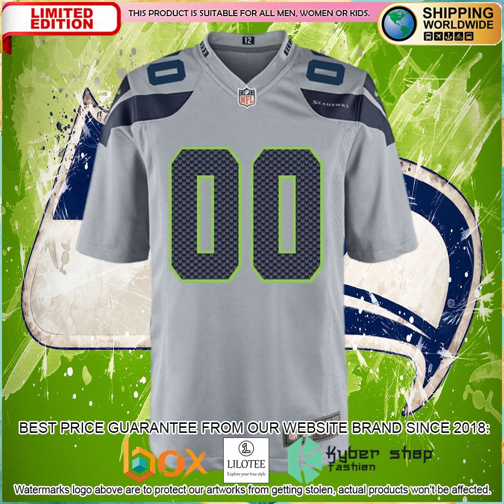 seattle seahawks nike youth custom gray football jersey 2 513