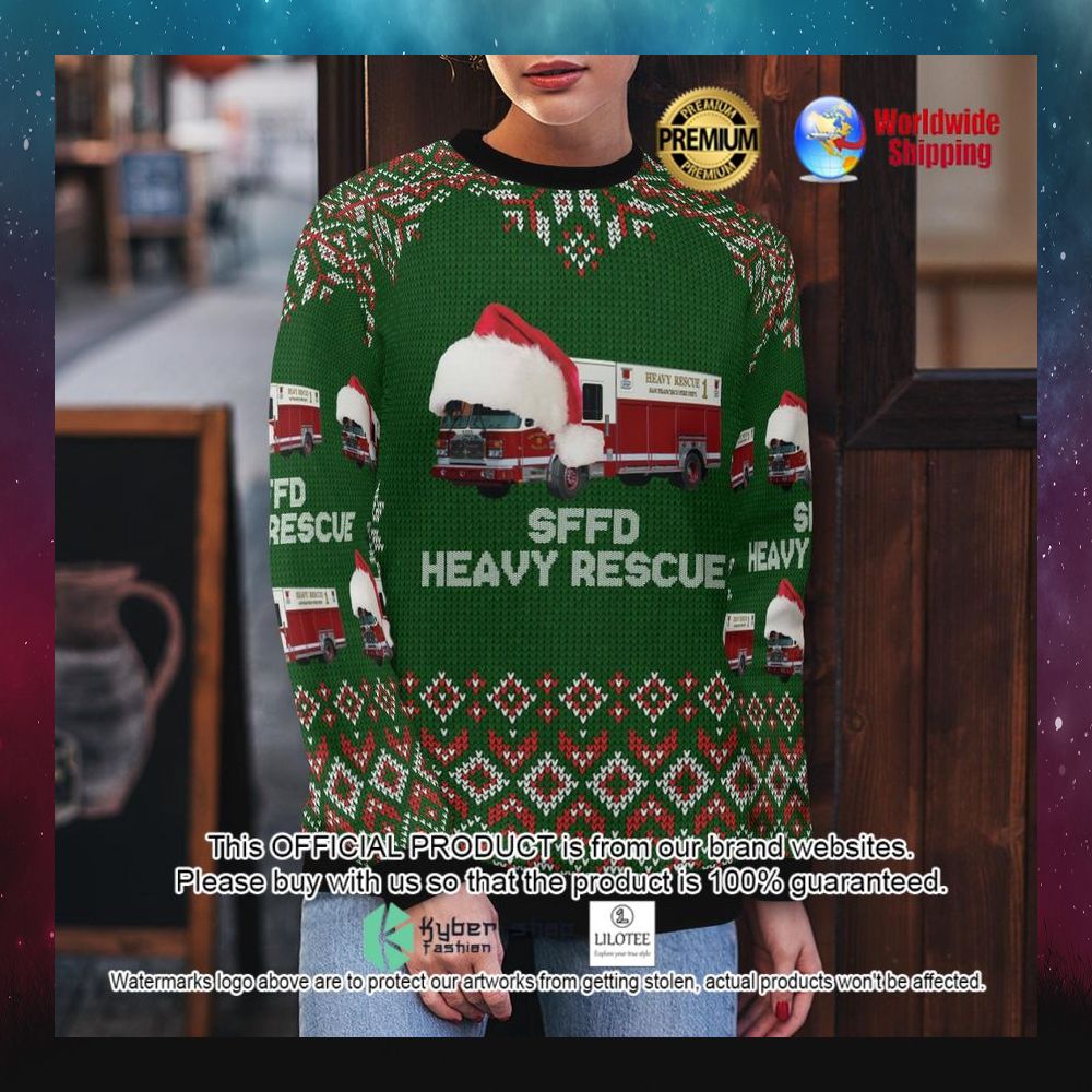 SFFD Heavy Rescue Santa Hat Ugly Sweater - LIMITED EDITION 3 sffd heavy rescue santa hat ugly sweater 1 216