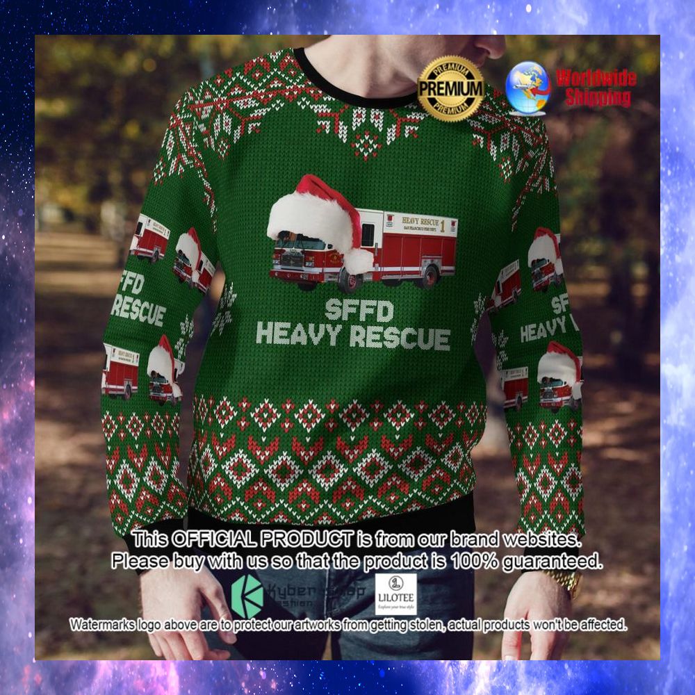 sffd heavy rescue santa hat ugly sweater 1 502