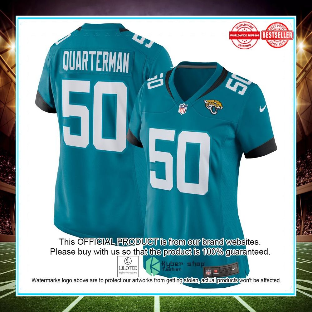 shaquille quarterman jacksonville jaguars teal football jersey 1 985