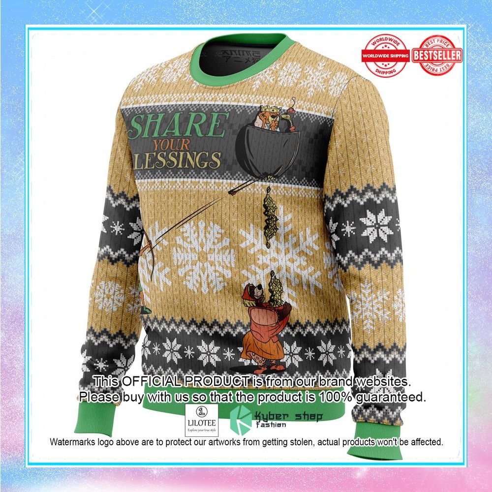 Share Your Blessings Robin Hood Disney Ugly Christmas Sweater 8 share your blessings robin hood disney ugly christmas sweater 3 952