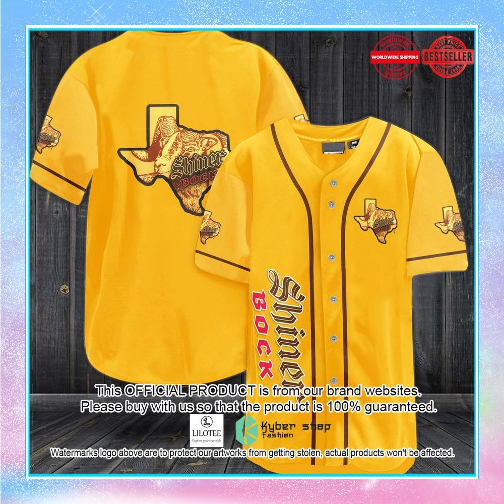 shiner bock yellow baseball jersey 1 146