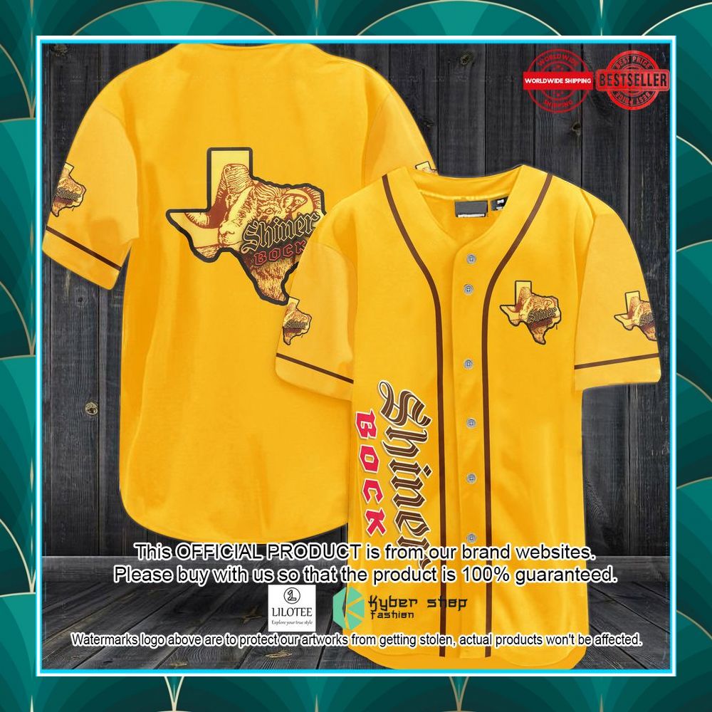 shiner bock yellow baseball jersey 1 977
