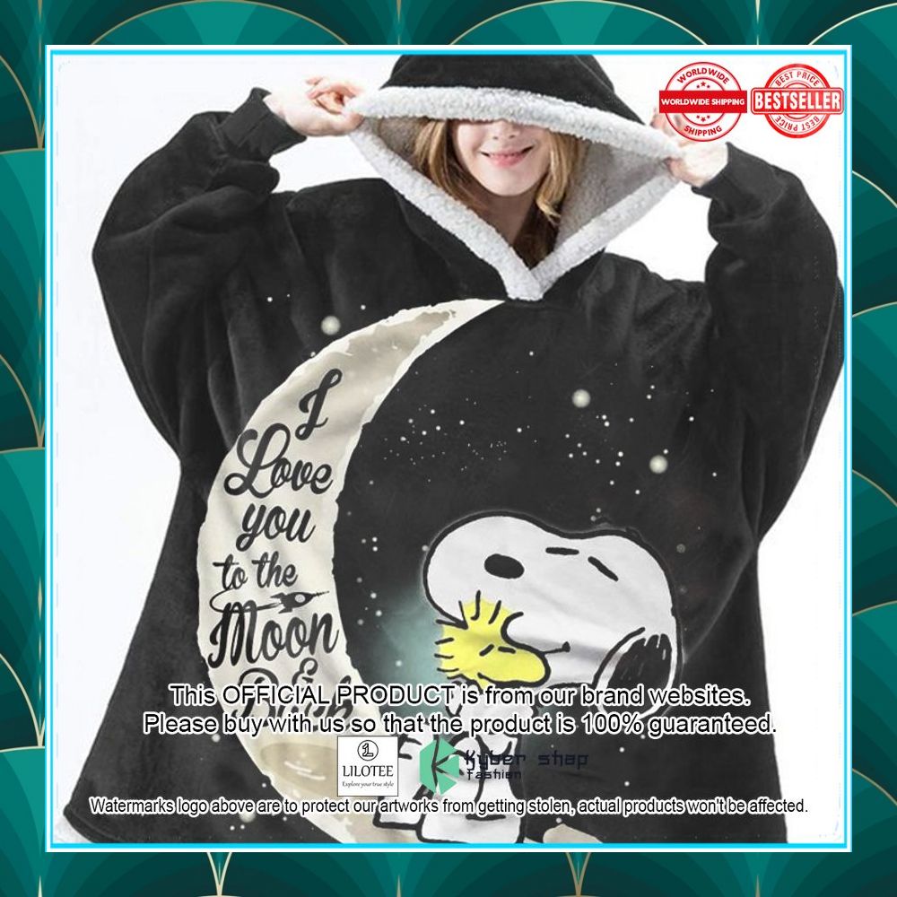 snoopy dog i love you to the moon and back blanket hoodie 1 220