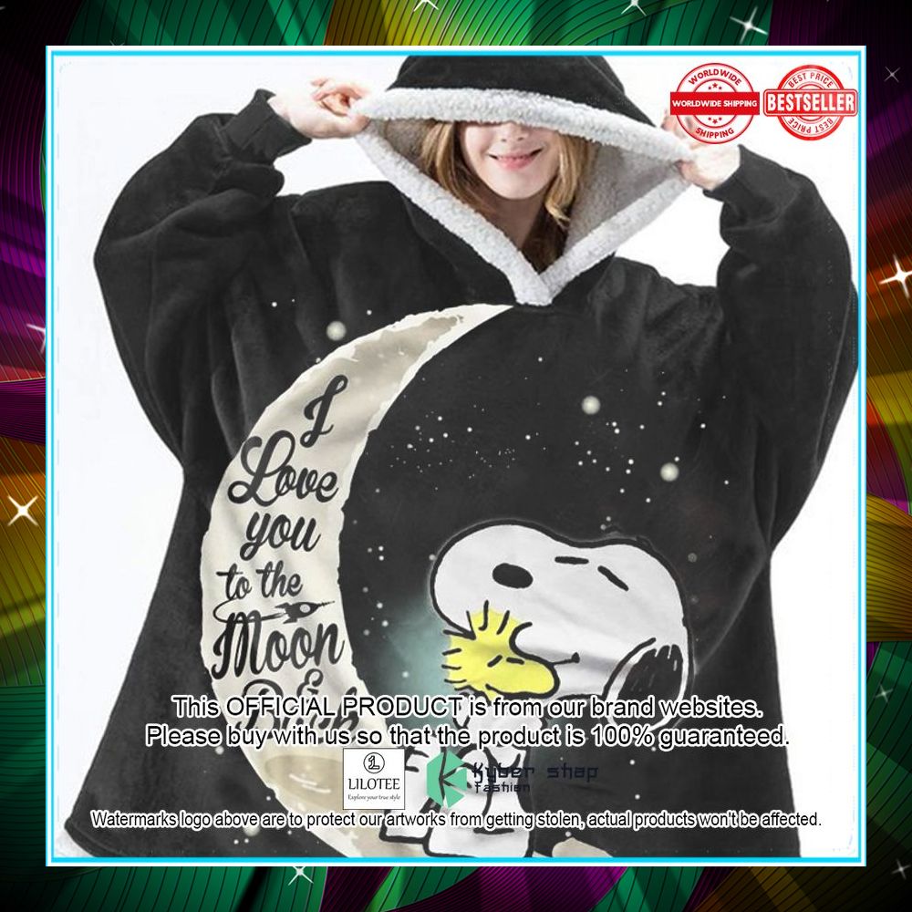 snoopy dog i love you to the moon and back blanket hoodie 1 296