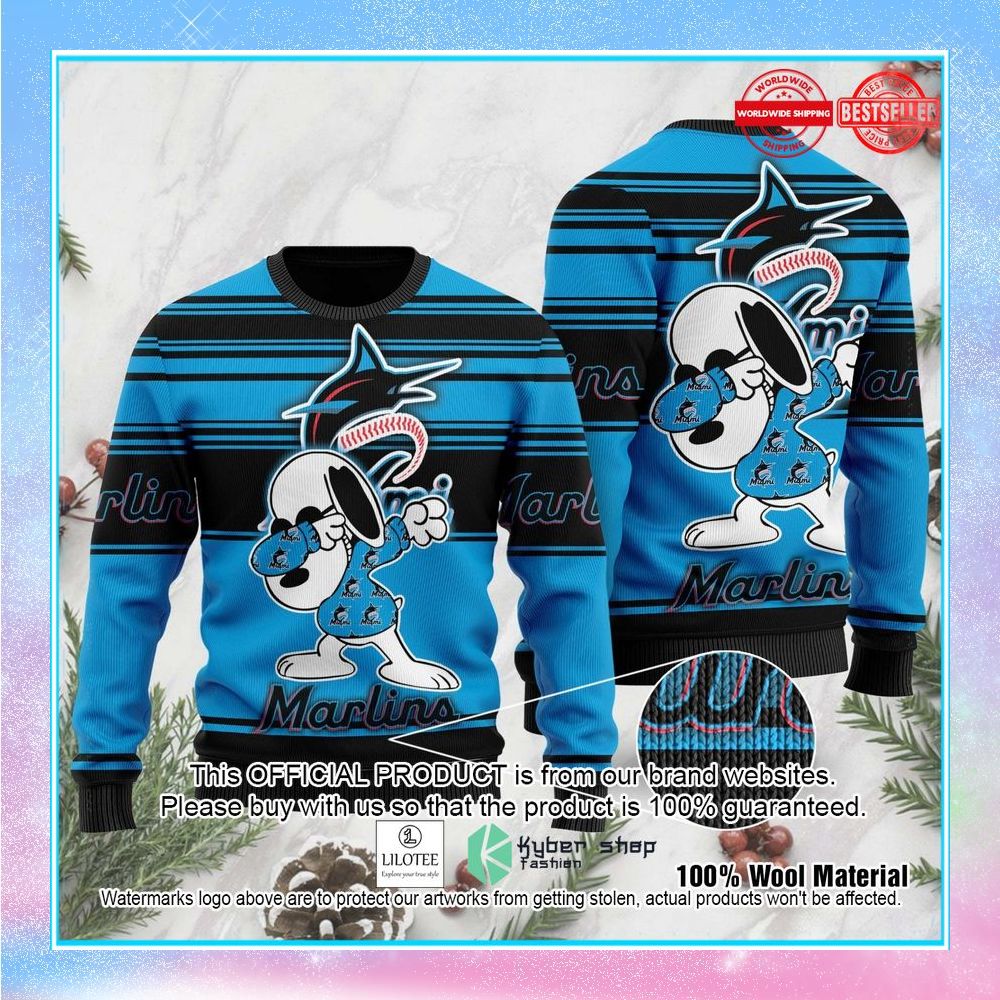 snoopy love miami marlins mlb christmas sweater 1 629