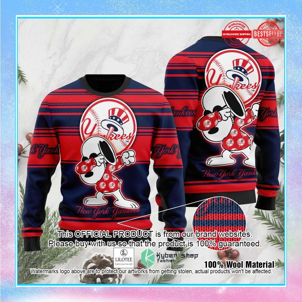 snoopy love new york yankees mlb christmas sweater 1 217