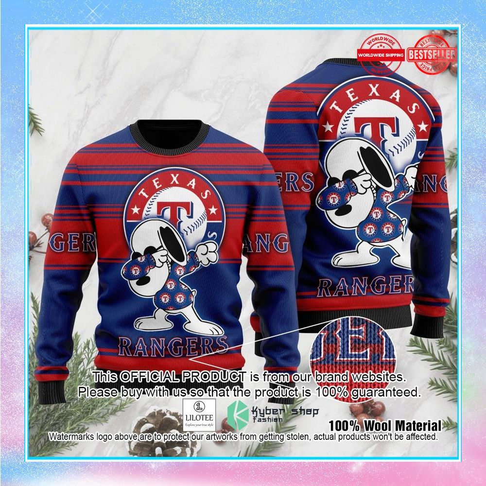 snoopy love texas rangers mlb christmas sweater 1 95