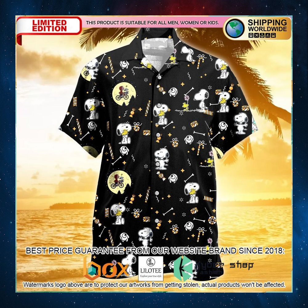 snoopy woodstock moon hawaiian shirt 1 955