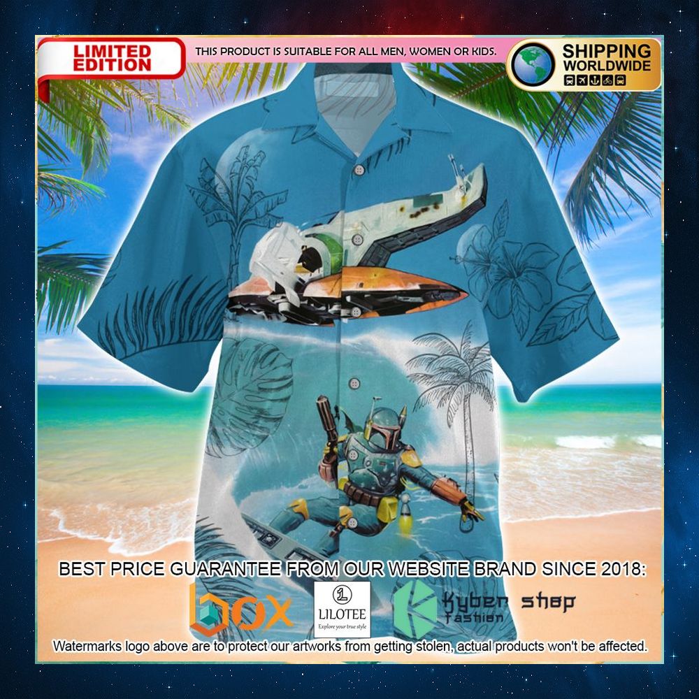 star wars boba fett kite surfing hawaiian shirt 1 783