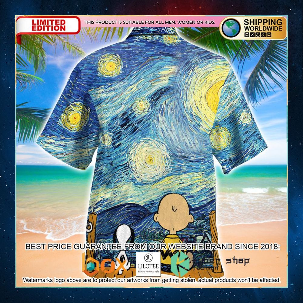 starry night van gogh snoopy woodstock hawaiian shirt 2 756
