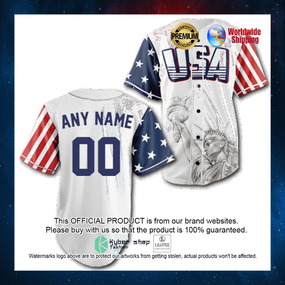 statue of liberty american flag personalized baseball jersey 1 959