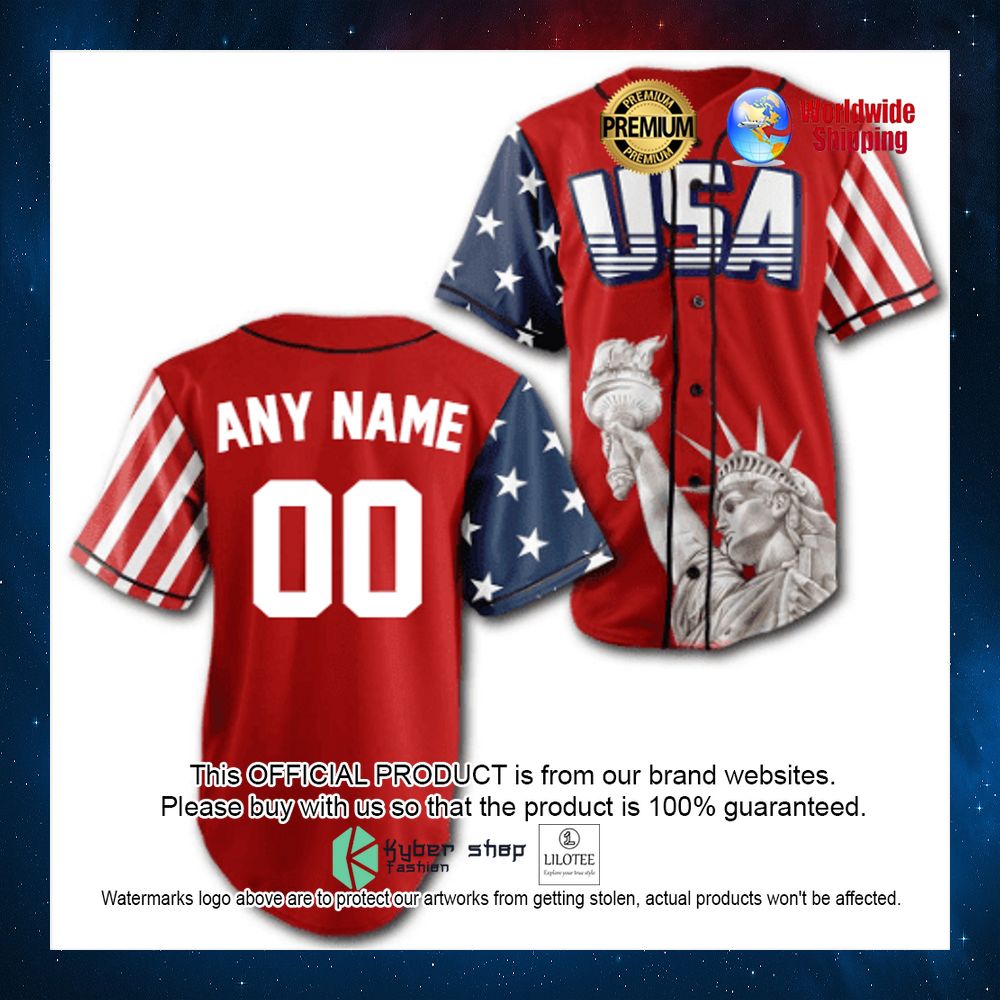 statue of liberty american flag usa personalized baseball jersey 1 711