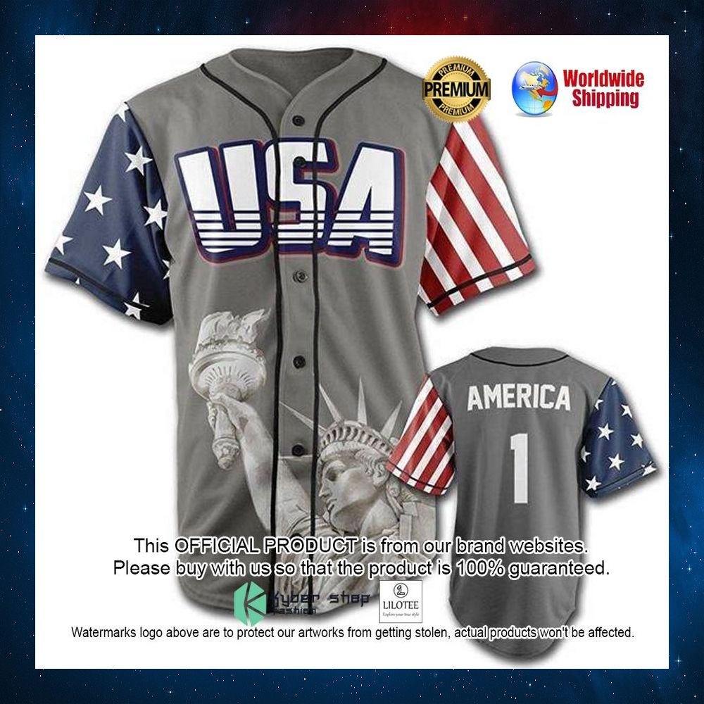 statue of liberty usa flag personalized baseball jersey 1 100