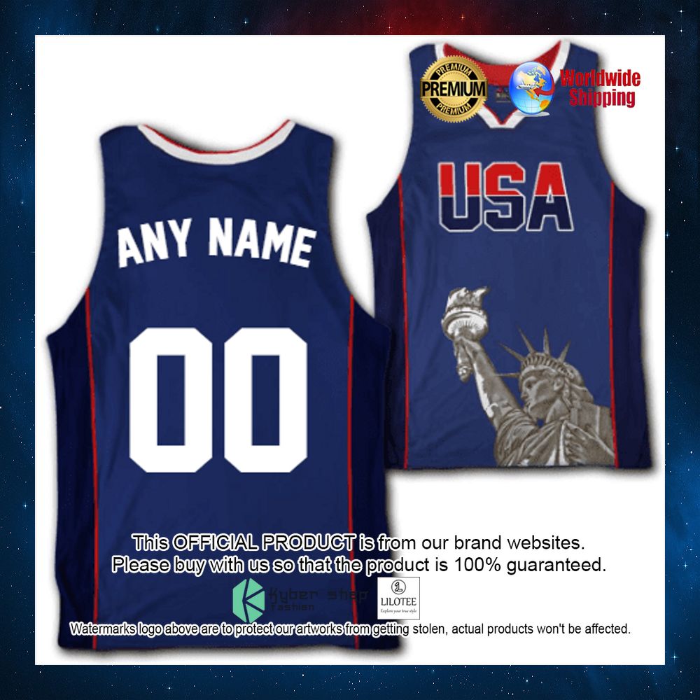 statue of liberty usa flag personalized basketball jersey 1 363