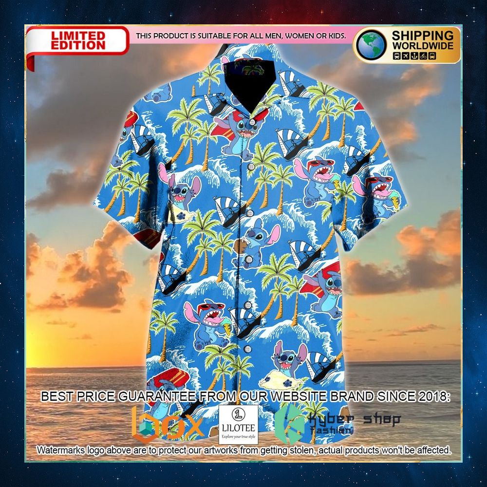 stitch beach day cute hawaiian shirt 1 955