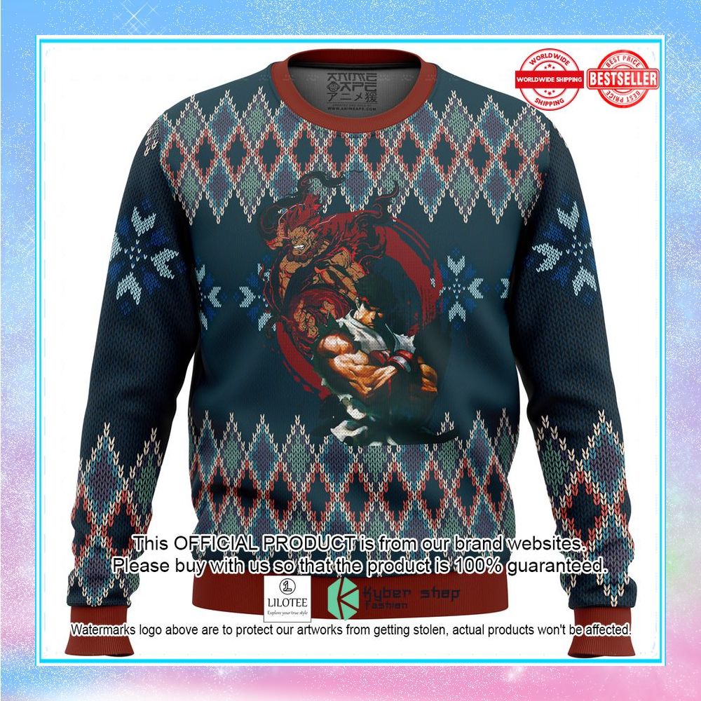 street fighter ryu and akuma ugly christmas sweater 1 993