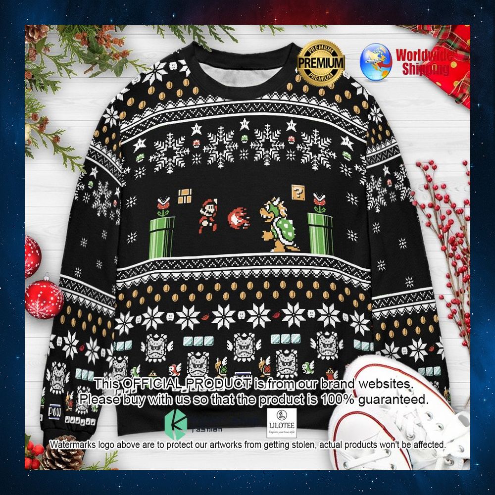 super mario and bowser christmas sweater 1 387