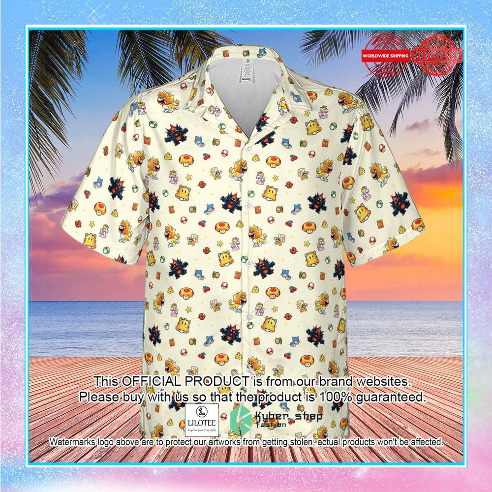super mario characters pattern hawaiian shirt 2 347