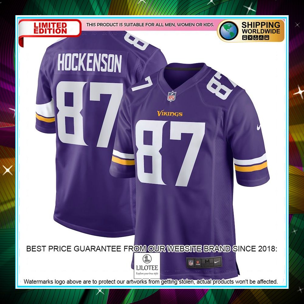 t j hockenson minnesota vikings player purple football jersey 1 434