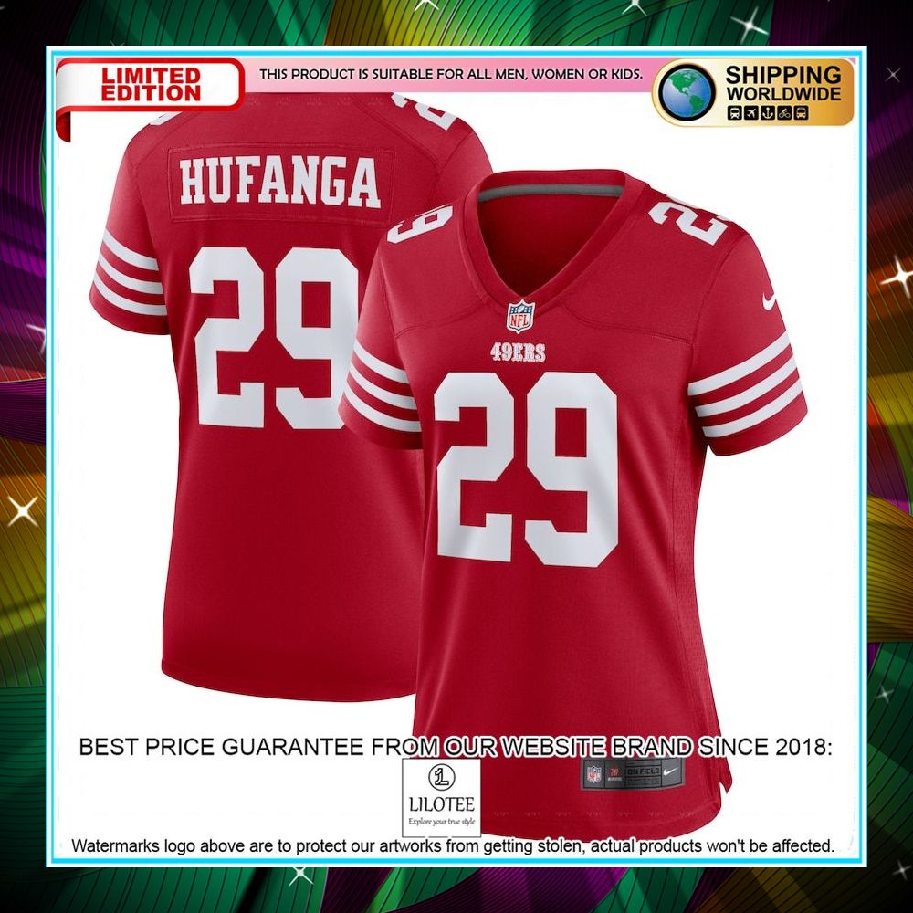 talanoa hufanga san francisco 49ers womens player scarlet football jersey 1 107