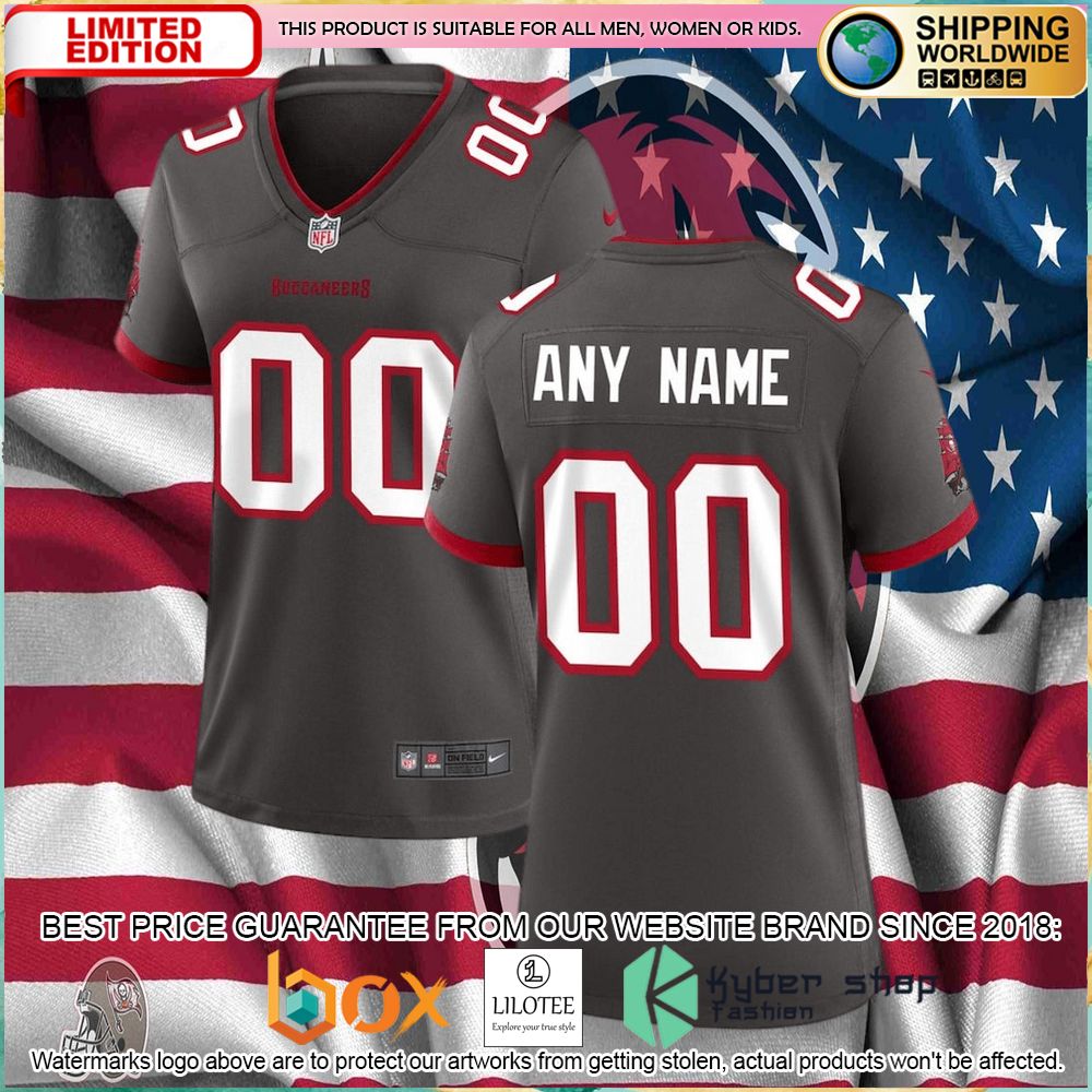 tampa bay buccaneers nike womens alternate custom pewter football jersey 1 986