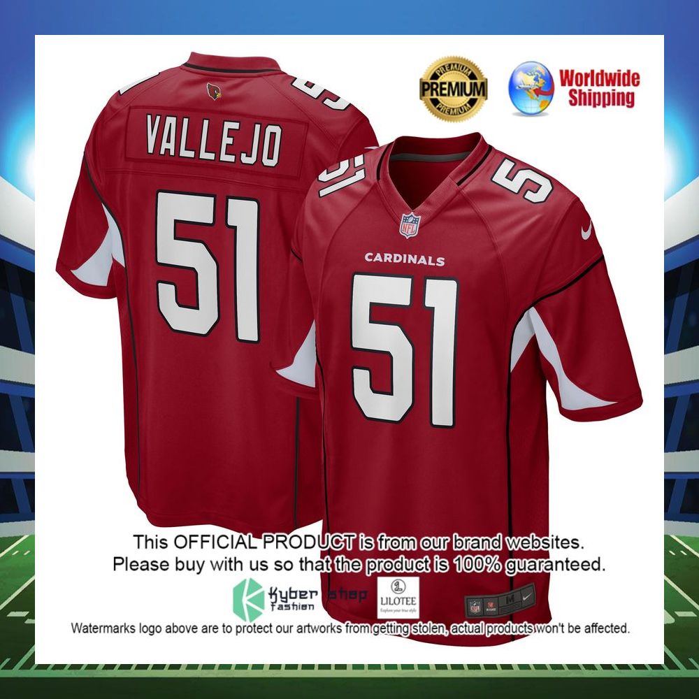 tanner vallejo arizona cardinals nike game cardinal football jersey 1 159