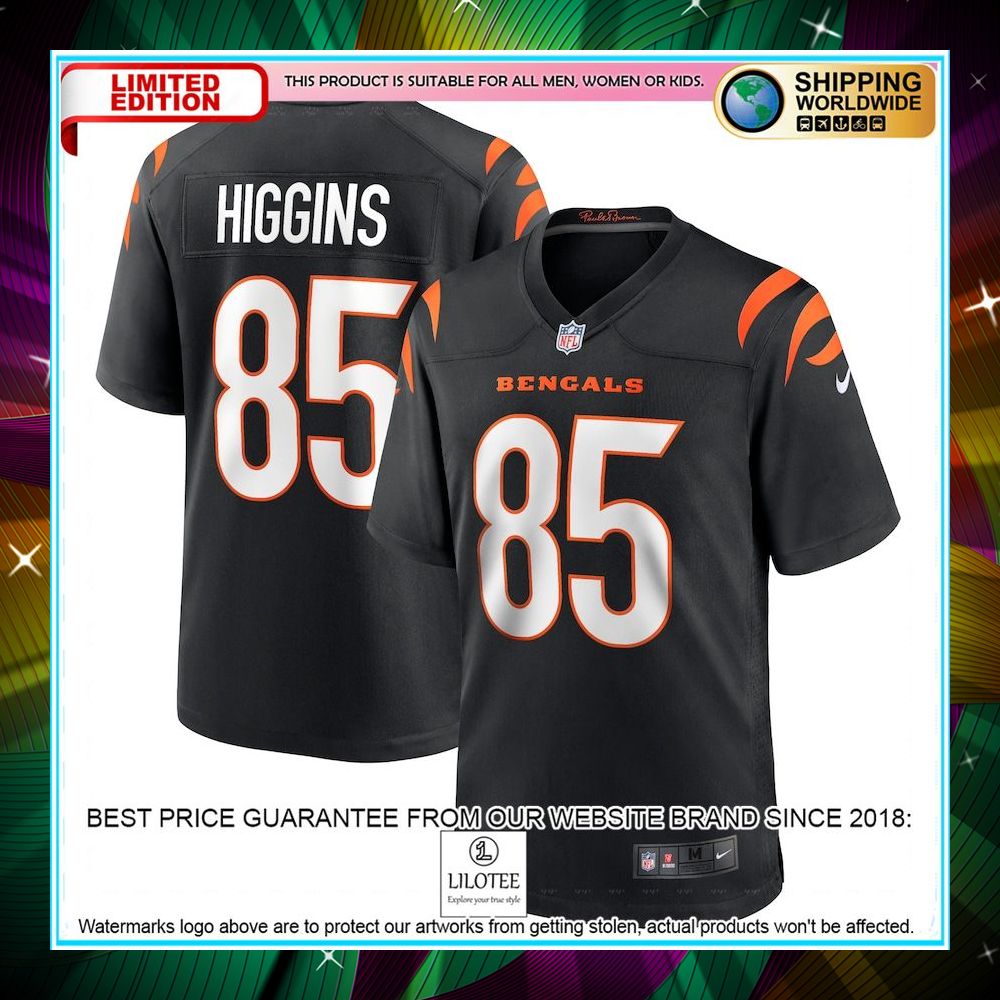 tee higgins cincinnati bengals player black football jersey 1 875