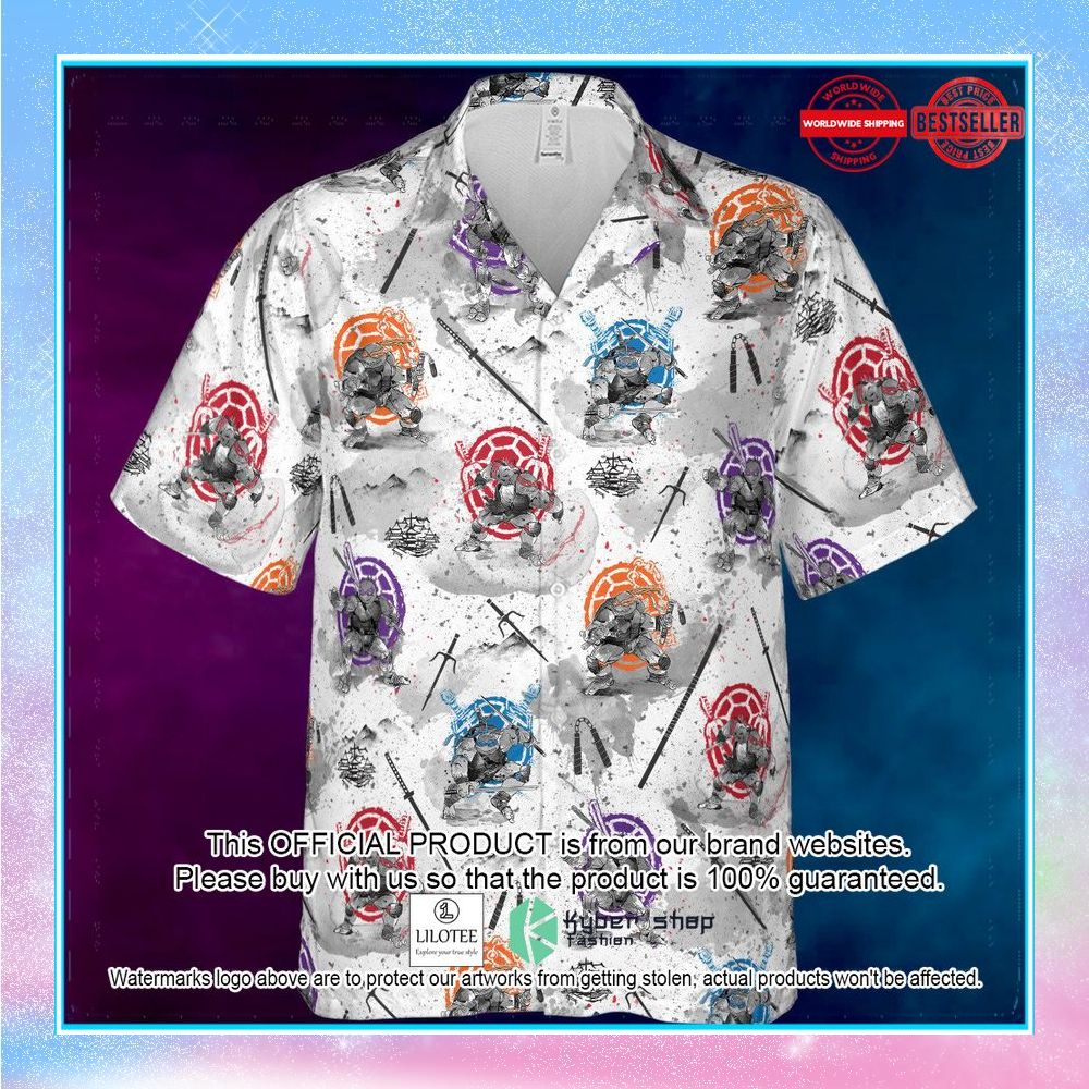teenage mutant ninja turtles characters sumi e pattern hawaiian shirt 2 610