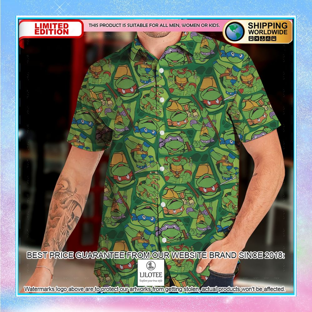 teenage mutant ninja turtles hawaiian button up shirt 1 718