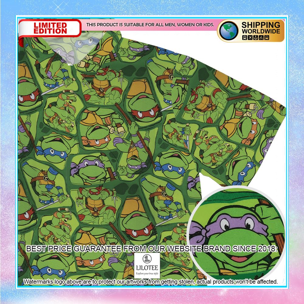 teenage mutant ninja turtles hawaiian button up shirt 2 75