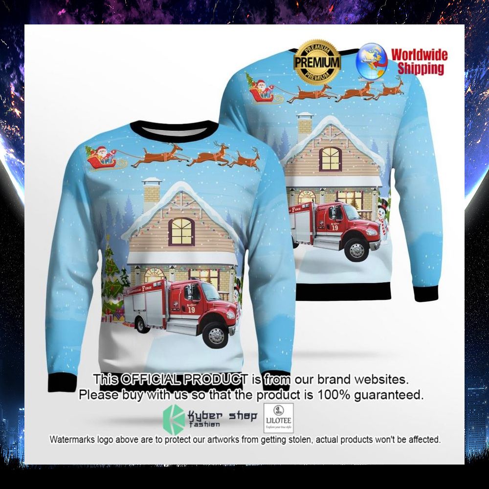 tennessee nashville fire department rescue truck ugly sweater 1 575
