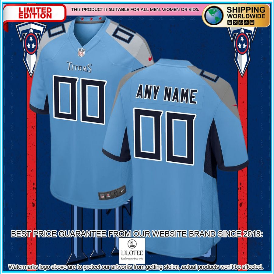 tennessee titans alternate custom light blue football jersey 4 789