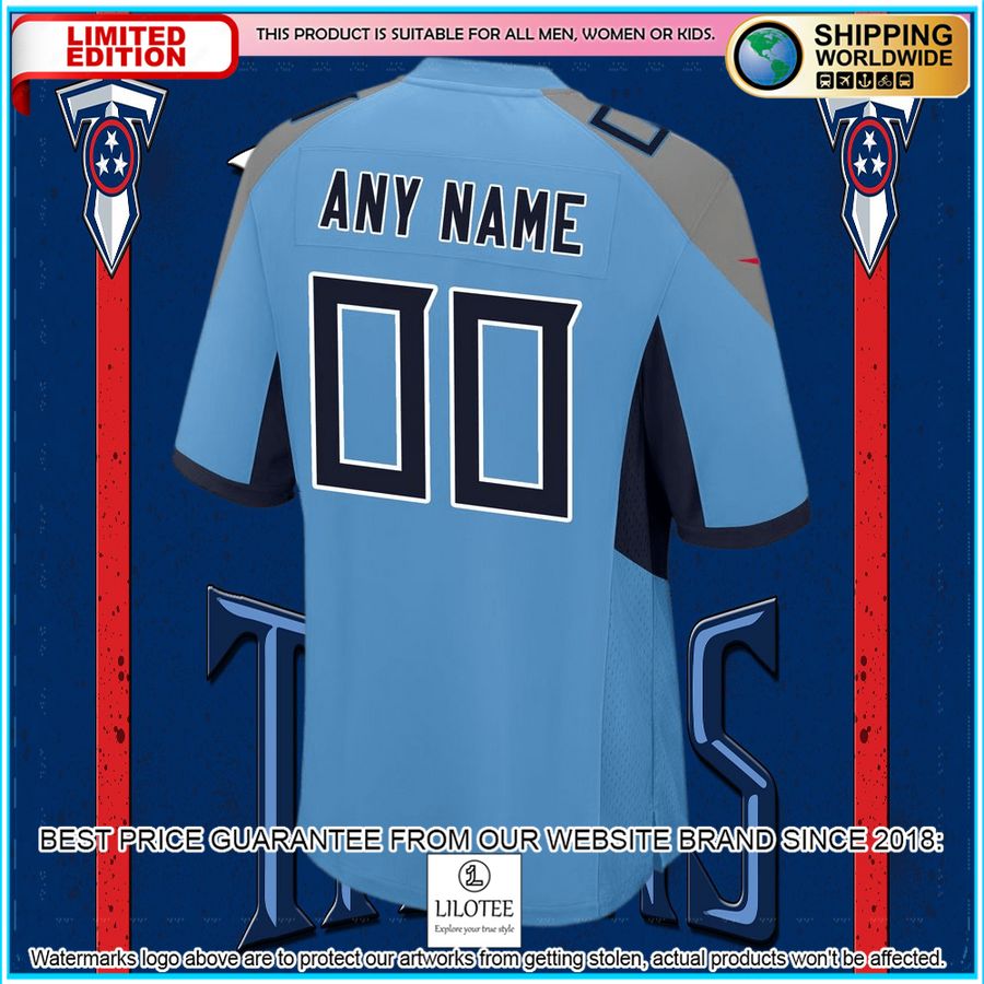 tennessee titans alternate custom light blue football jersey 6 887