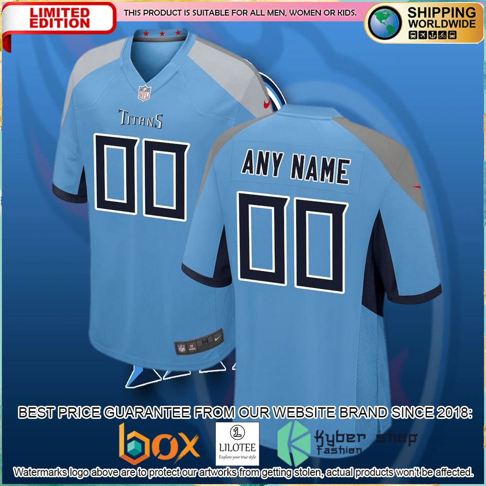 tennessee titans nike youth alternate custom light blue football jersey 1 590