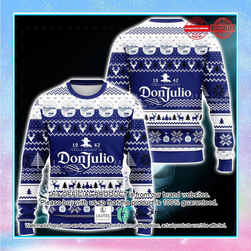 tequila don julio blue ugly christmas sweater 1 162