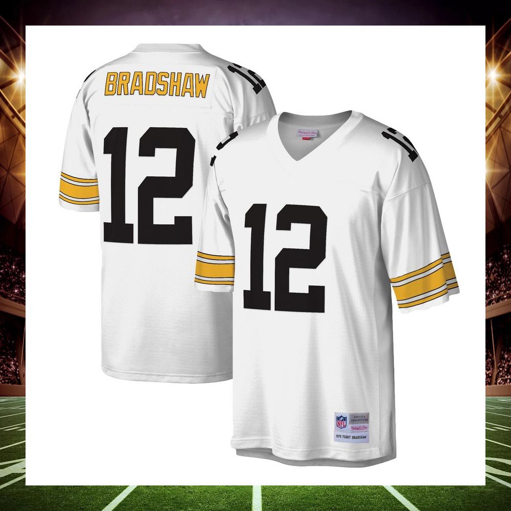 terry bradshaw pittsburgh steelers mitchell ness legacy replica white football jersey 1 542