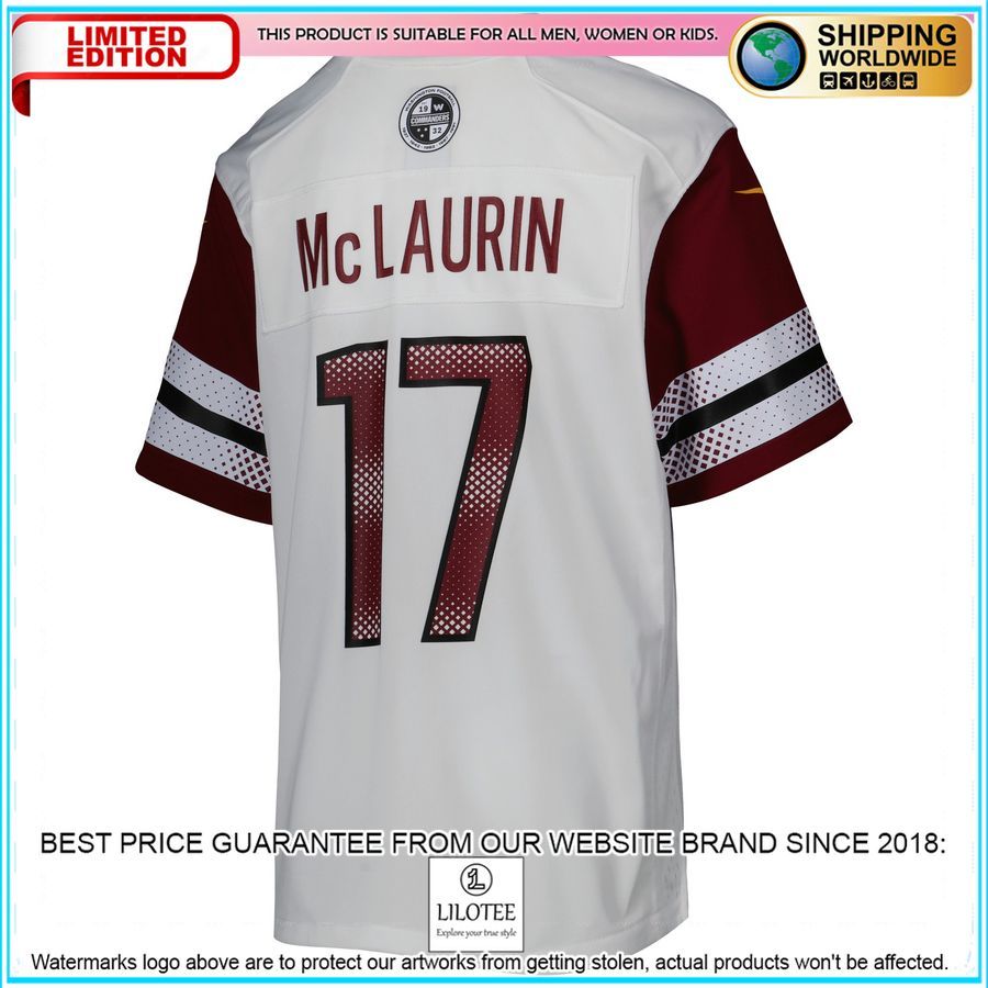 terry mclaurin washington commanders youth white football jersey 3 959