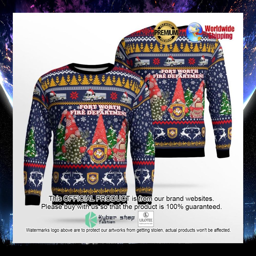 texas fort worth fire department ugly sweater 1 483