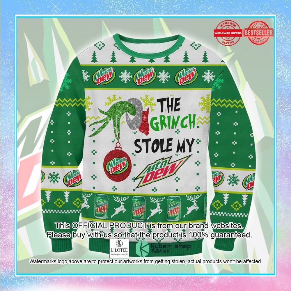 the grinch stole my mountain dew chrismtas sweater 1 287