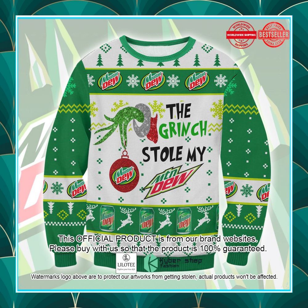 the grinch stole my mountain dew chrismtas sweater 1 323