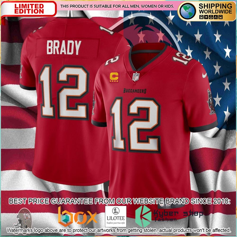 tom brady tampa bay buccaneers nike captain vapor limited red football jersey 1 567
