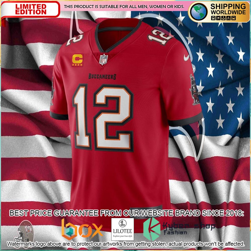 tom brady tampa bay buccaneers nike captain vapor limited red football jersey 2 896