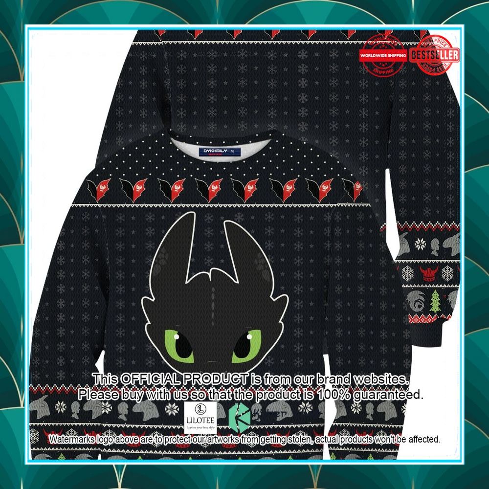 toothless black christmas sweater 1 74