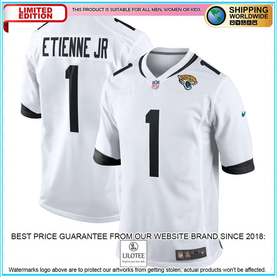 travis etienne jr jacksonville jaguars white football jersey 1 707