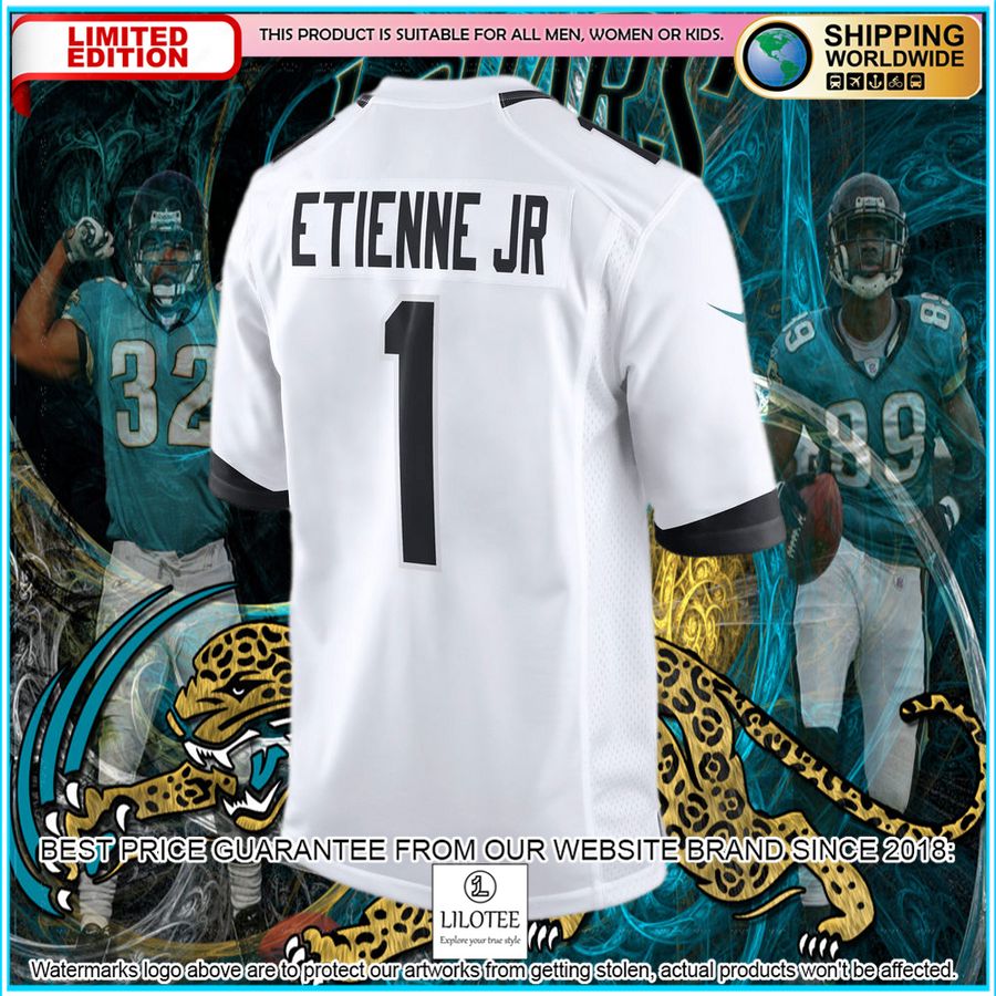 travis etienne jr jacksonville jaguars white football jersey 6 543
