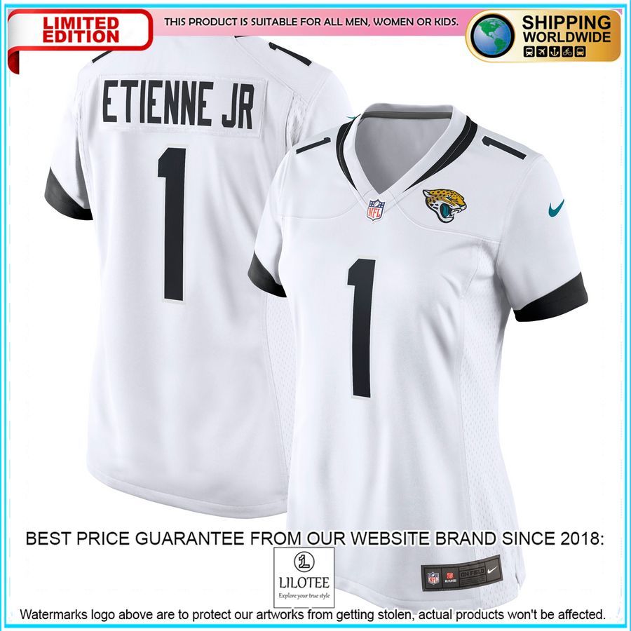 travis etienne jr jacksonville jaguars womens white football jersey 1 333