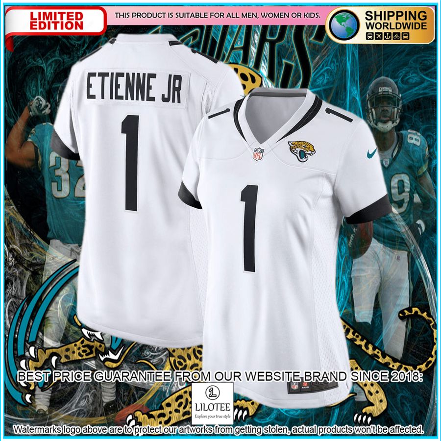 travis etienne jr jacksonville jaguars womens white football jersey 4 967