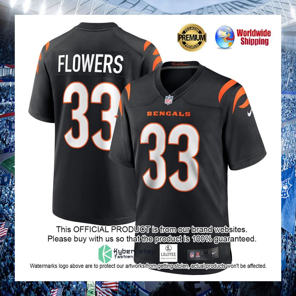 tre flowers cincinnati bengals nike black football jersey 1 314