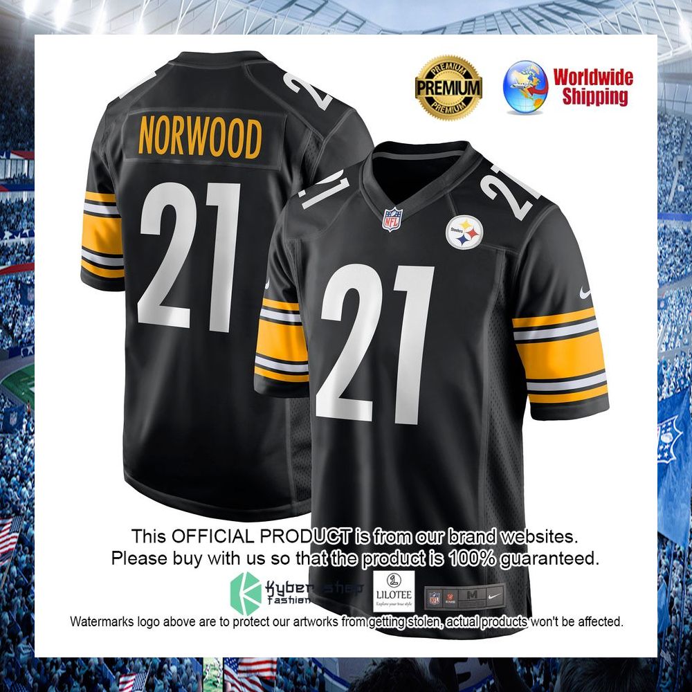 tre norwood pittsburgh steelers nike black football jersey 1 990